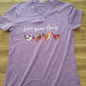 Purple chicken shirt- large